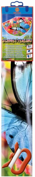 Paul Günther 1176 - Kinder-Drachen Schmetterling, komplett flugfertig mit Wickelgriff und Schnur, Einleiner-Drachen aus robuster Folie für Kinder ab 4 Jahren, ca. 75 x 48 cm