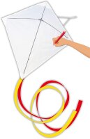 Paul Günther 1242 - Kinderdrachen Paint Your Kite, klassischer Malay-Drachen zum Bemalen, reißfestes Polyester und robuste Fiberglasstäbe, ca. 69 x 69 cm, 2 x 3 m langer Schwanz, ab 4 Jahren