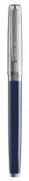 Waterman Exception Füllfederhalter, Metall & Blau Lack mit Palladium-Zierteilen, gravierte Kappe, 18 kt Gold, Federbreite F