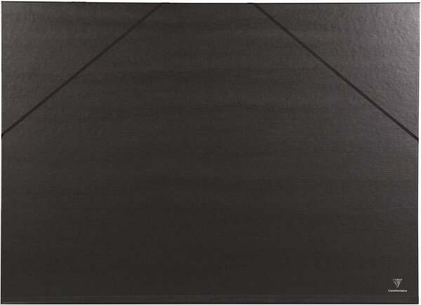 Clairefontaine 44500C Zeichenmappe Kraft Verge mit Gummizug rücken 30 mm, innen: 50 x 70 cm, außen: 52 x 72 cm, schwarz