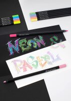 Faber-Castell 116410 - Buntstifte Black Edition, Neon + Pastell Farben, 12er Etui