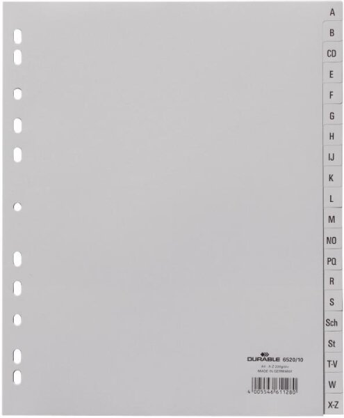 Durable Ordnerregister DIN A4, A-Z, grau, 6520-10