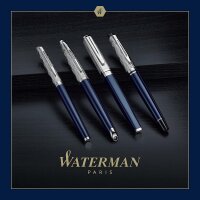 Waterman Expert Tintenroller | Metall und blaue Lackierung | ziselierte Kappe | schwarze Tinte | Geschenkbox