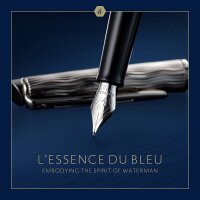Waterman Hémisphère Kugelschreiber | Metall und blaue Lackierung | ziselierte Kappe | blaue Tinte | Geschenkbox