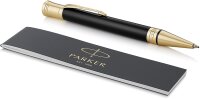 Parker Duofold Classic Kugelschreiber in Black mit gold-plattierten Zierteilen, mittlere Schreibspitze, schwarze Tinte