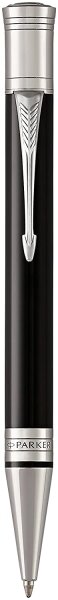 Parker Duofold Classic Kugelschreiber in Black mit palladium-beschichteten Zierteilen, mittlere Schreibspitze, schwarze Tinte