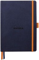 Rhodia 117808C - Notizheft Softcover Rhodiarama Goalbook DIN A5 (14,8x21 cm), 120 Blatt, DOT, 2 Lesezeichenbänder, Gummizugverschluss, Cover aus Kunstleder Nachtsblau, 1 Stück