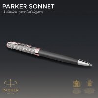 PARKER 2119791 Sonnet Kugelschreiber | Premium Metall und Grau satiniert mit Roségold-Finish | mittlere Spitze mit schwarzer Tinte |