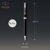 Parker Sonnet Kugelschreiber | Schwarze Lackierung mit Palladiumzierteilen | Mittlere Spitze | schwarze Tinte | Geschenkbox