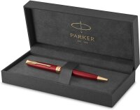 Parker 1931476 Sonnet Kugelschreiber | Rote Lackierung mit Goldzierteilen | Mittlere Spitze | schwarze Tinte |