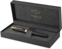 Parker 1931517 Sonnet Füller | Matt-Schwarze Lackierung mit Goldzierteilen | Füllfederhalter Mittlere Spitze | Geschenkbox