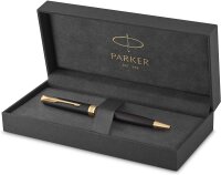 Parker 1931519 Sonnet Kugelschreiber | Matt-Schwarze Lackierung mit Goldzierteilen | Mittlere Spitze | schwarze Tinte | Geschenkbox