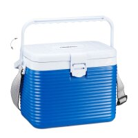 Relaxdays kleine Kühlbox, mit Griff, Tragegurt, Kunststoff Kühltasche, ohne Strom, 8 l, HBT 23,5 x 31 x 21 cm, weiß-blau