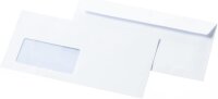 Briefumschlag Soporset DIN lang (110 x 220 mm) weiß FSC®-zertifiziert 80 g/m² haftklebend mit Fenster blauer Innendruck Karton á 1000 Stück