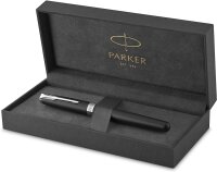 Parker Sonnet Füller | Matt-Schwarze Lackierung mit Palladiumzierteilen | Füllfederhalter Mittlere Spitze | Geschenkbox