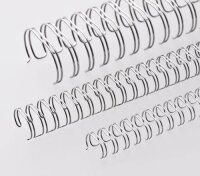 Renz Ring Wire Drahtkamm-Bindeelemente in 3:1 Teilung, 34 Schlaufen, Durchmesser 11.0 mm, 7/16 Zoll, silber/matt