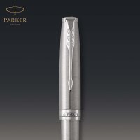 Parker 1931511 Sonnet Tintenroller | Edelstahl mit Palladiumzierteilen | feine Spitze | Schwarze Tinte | Geschenkbox