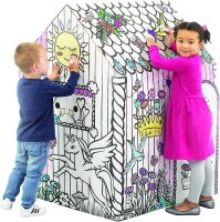 BANKERS BOX Spielhaus zum Ausmalen, aus Stabiler Wellpappe, Motiv: Einhorn, interaktives Spielen und Basteln, 100% recycelbar, 1 Stück