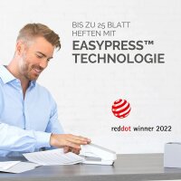 Fellowes Hefter LX850 Easy-Press Full Strip mit Microban Technologie - 25 Blatt Kapazität - für 24/6 mm und 26/6 mm Hefklammern - Weißz - 1 Stück
