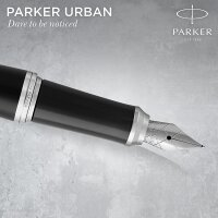 PARKER 1931592 Urban Füller | Muted Black mit Chromzierteilen | Füllfederhalter Feine Spitze | Geschenkbox