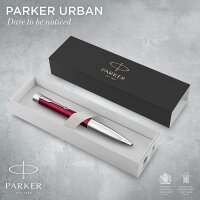 Parker Urban Twist-Kugelschreiber | Magenta mit Chrom-Zierteilen | mit Nachfüllpatrone mit blauer Tinte | Geschenkbox