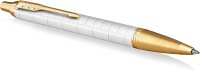 PARKER 2143643 IM Kugelschreiber | Perlfarbene Premium-Lackierung mit goldenen Zierteilen | Mittlere Schreibspitze mit blauer Nachfüllmine | Geschenkbox