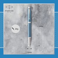 Parker IM Füller | Blaugraue Premium-Lackierung mit Chromverzierung | Füllfederhalter Feine Spitze mit blauer Tinte | Geschenkbox