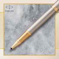Parker 1931686 IM Tintenroller | Premium Warm Silver | feine Spitze | Schwarz | Geschenkbox