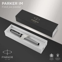 Parker 2127619 IM Füllfederhalter | Mattgrau mit schwarzen Zierteilen | Feine Schreibspitze mit blauer Tinte | Geschenkbox
