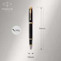 Parker IM Füller | schwarze Lackierung mit Goldzierteilen | Füllfederhalter Feine Spitze | Geschenkbox