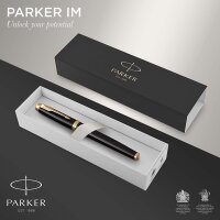 Parker IM Füller | schwarze Lackierung mit Goldzierteilen | Füllfederhalter Mittlere Spitze | Geschenkbox