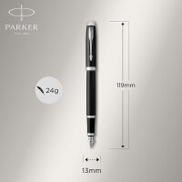 Parker IM Füller | schwarze Lackierung mit Chromzierteilen | Füllfederhalter Feine Spitze | Geschenkbox
