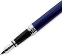 Waterman Exception Füller (Modell „Slim“) | blau mit Silber-plattiertem Clip | Federstärke F | blaue Tinte | Geschenkbox