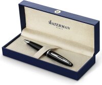 Waterman Carène Black Sea Kugelschreiber | hochglänzend Schwarz mit Palladiumzierteilen | mittlere Schreibspitze | blaue Tinte | Geschenkbox