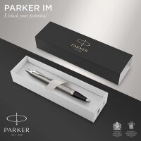 Parker IM Kugelschreiber | Edelstahl mit Chrom-Zierteilen | mittlere Spitze mit blauer Tinte | Geschenkbox | Geschenkbox