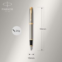 Parker IM Füller | Brushed Metal | Füllfederhalter Mittlere Spitze | Geschenkbox
