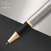 Parker IM Tintenroller | Brushed Metal | feine Spitze | Schwarz | Geschenkbox