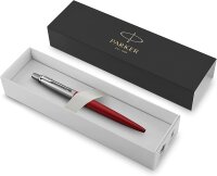 Parker Jotter Kugelschreiber | Kensington Red | Mittlere Spitze | Blaue Tinte | Geschenkbox
