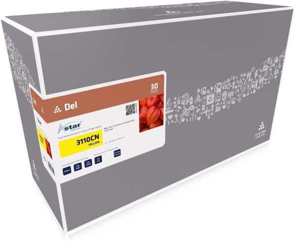 Astar AS13556 Toner kompatibel mit DELL 3110CN, 8000 Seiten, gelb