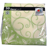 DecoSoft Harmony Servietten von Fasana 50 Stück | Ornamentservietten in grün creme | Serviette 1/4-Falz Größe: 40x40 cm, Dekoserviette, hochwertige Premiumservietten für gehobene Ansprüche