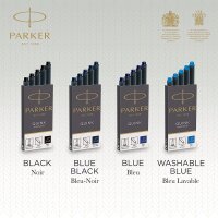 Parker Tintenpatronen für Füller | lange Patronen | blaue QUINK Tinte | 5 Stück