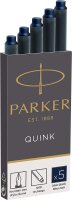Parker Tintenpatronen für Füller | lange Patronen | blauschwarze QUINK Tinte | 5 Stück