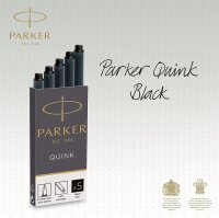 Parker Tintenpatronen für Füller | lange Patronen | schwarze QUINK Tinte | 5 Stück (Blister-Packung)