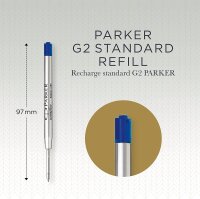 Parker Kugelschreiberminen | mittlere Schreibspitze | blaue QUINKflow Tinte | 2 Ersatzminen für Kugelschreiber