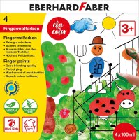 Eberhard Faber 578804 - EFA Color Fingerfarben-Set mit 4 Farbtöpfchen zu je 100 ml, schnelltrocknend und auswaschbar, zum Mischen und für kreativen Malspaß