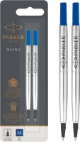 Parker Ersatzminen für Tintenroller | mittlere Spitze | blaue QUINK Tinte | 2 Stück