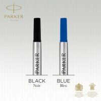 Parker Ersatzminen für Tintenroller | mittlere Spitze | schwarze QUINK Tinte | 2 Stück
