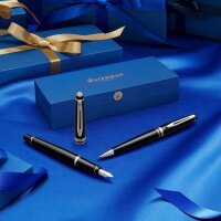 Waterman Expert Kugelschreiber | Mattschwarz | Chromzierteile | Mittlere Spitze | Blaue Tinte | Geschenkbox