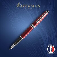 Waterman 2093651 Expert Füller | dunkelrot mit Chromzierteilen | Füllfederhalter Mittlere Spitze | Geschenkbox, Federstärke M