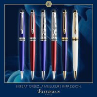 Waterman Expert Kugelschreiber | dunkelrot mit Chromzierteilen | Mittlere Spitze | Blaue Tinte | Geschenkbox